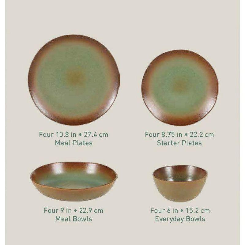 bloomhouse Palermo Sun 16 Piece Stoneware Reactive Glaze Plates and Bowls Dinnerware Set