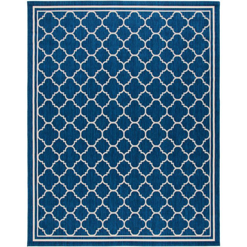 Courtyard 6'7" x 9'6" Blue Synthetic Flat Woven Round Rug