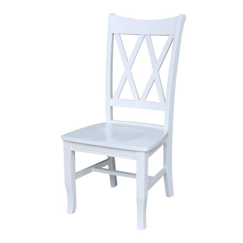 White High Cross Back Wood Side Chair Set