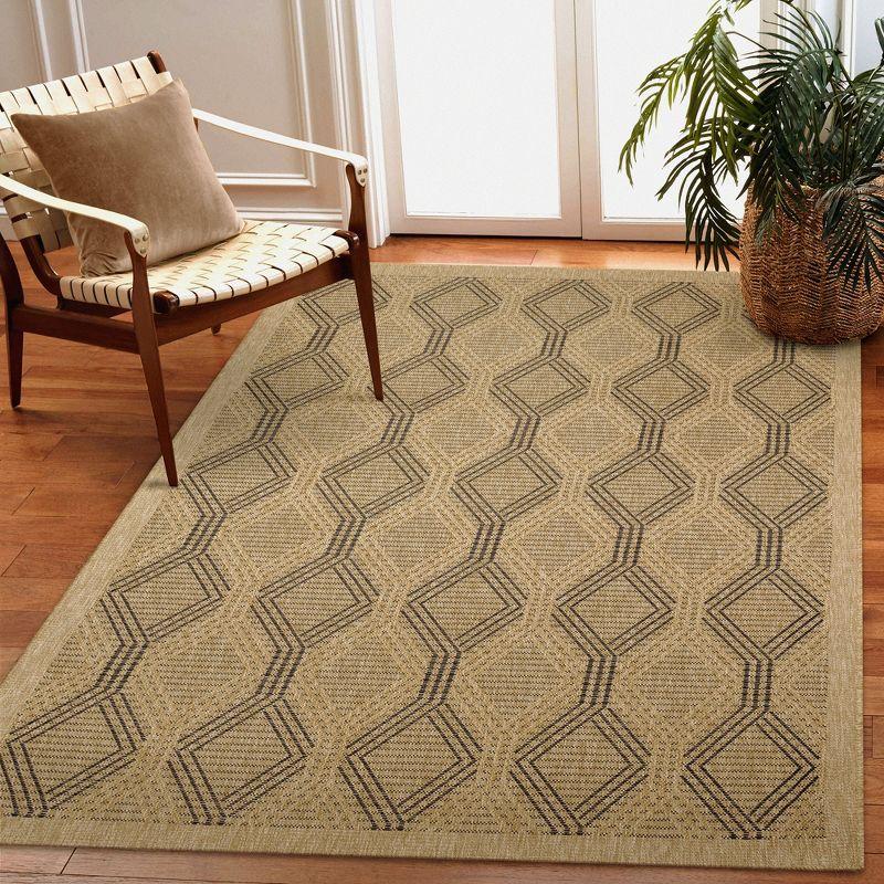 Sahara Links 5' x 7' Natural Geometric Flatwoven Synthetic Rug