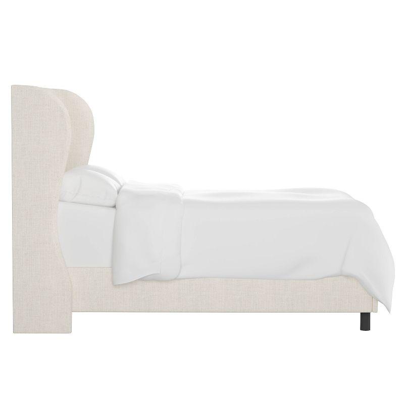 Skyline Furniture King Tufted Upholstered Wingback Bed Talc Linen