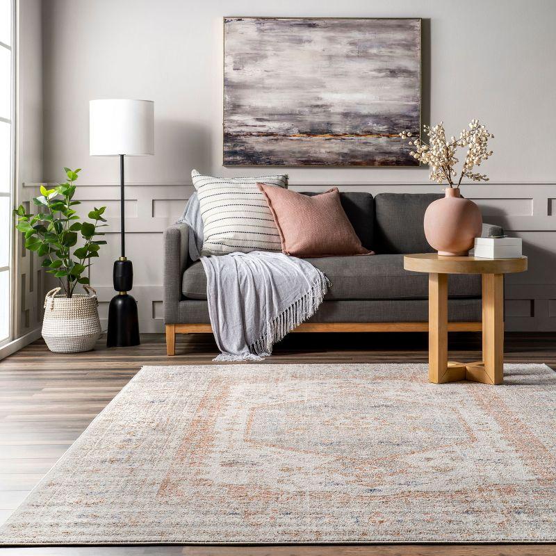 Nuloom Jacquie Medallion 7x9 Indoor Area Rug for Living Room Bedroom Dining Room Kitchen, Silver/Ivory