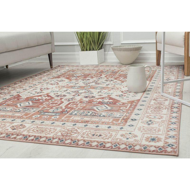 Rectangular Red Stain-Resistant Synthetic Area Rug 2'6 x 4'