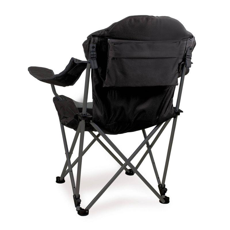 Black Polyester Portable Reclining Camping Chair with Cup Holder