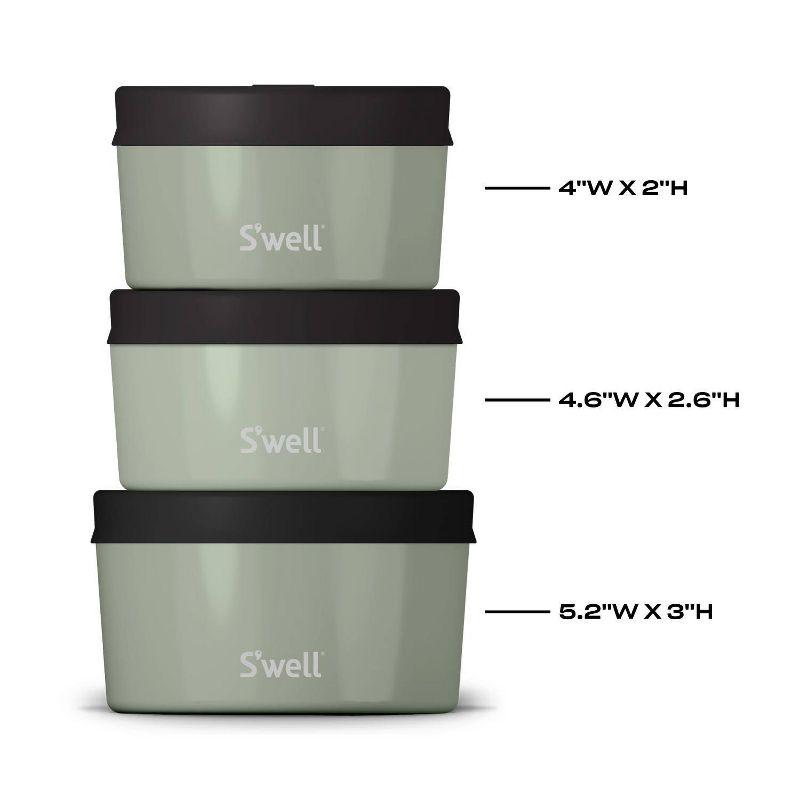 S'well Food Storage Canister Set Sage: Stainless Steel, 3-Piece Kitchen Set, Dishwasher-Safe, Silicone Lids