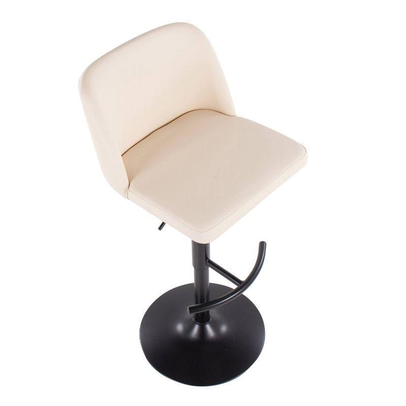 Set of 2 Toriano PU Leather/Steel Barstools Black/Cream - LumiSource: Adjustable, Swivel, Footrest
