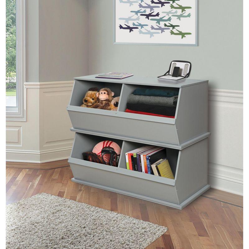 Badger Basket Two Bin Stackable Storage Cubby - Gray