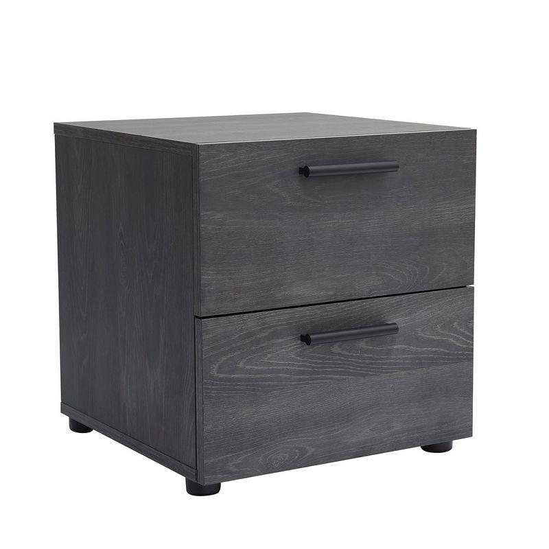 Bryt Black 2-Drawer Wood Nightstand with Steel Legs