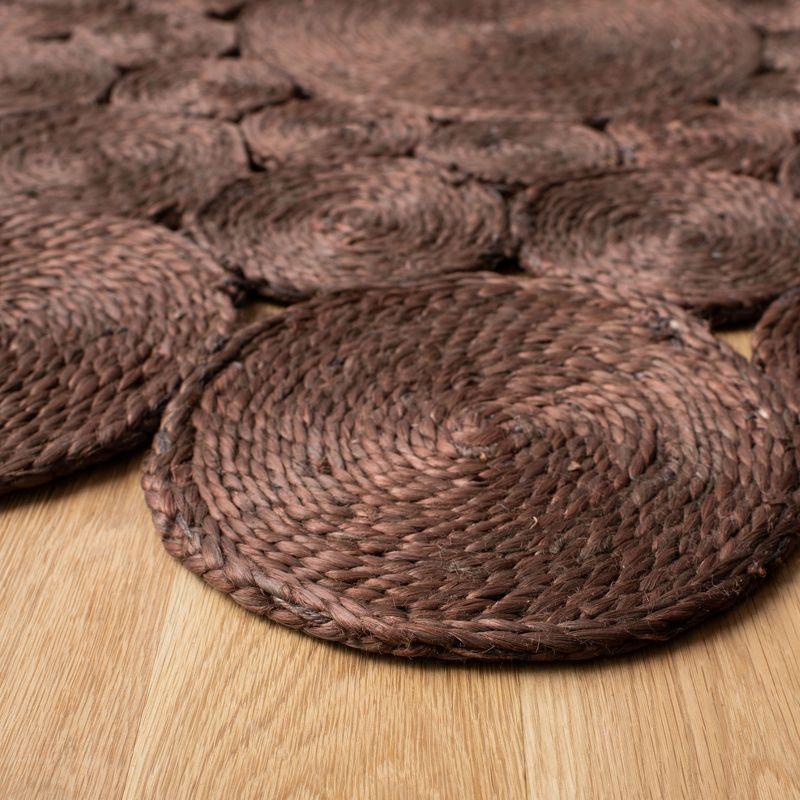 Artisanal Charm 4' Round Brown Jute Hand-Knotted Rug