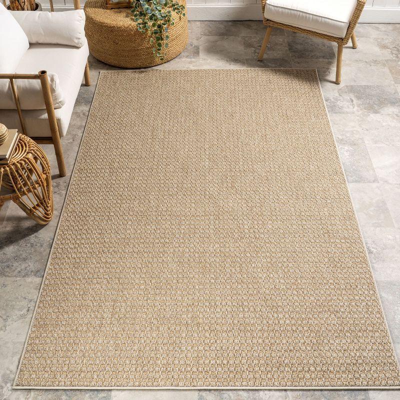 Beige Geometric Indoor/Outdoor Area Rug, 5' x 8'