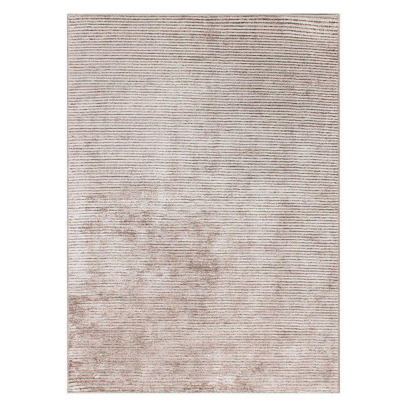 World Rug Gallery Contemporary Distressed Stripe Machine Washable 8'4"x11'6" Beige Area Rug