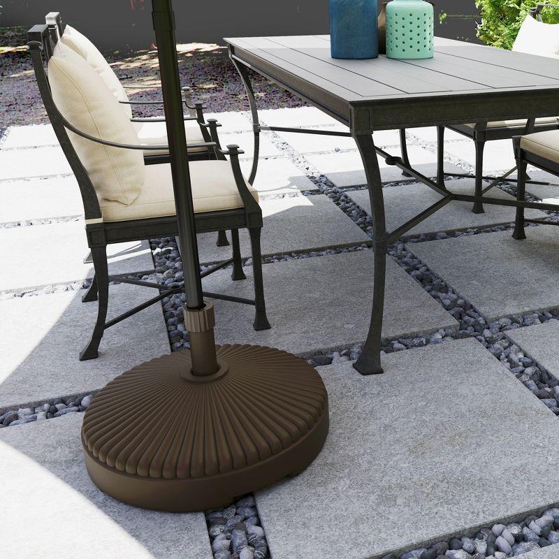 Outsunny Round Patio Umbrella Base Holder Outdoor Umbrella Stand, Filled Up to 62lbs with Stand or 51lbs with Water for Garden Poolside, Brown