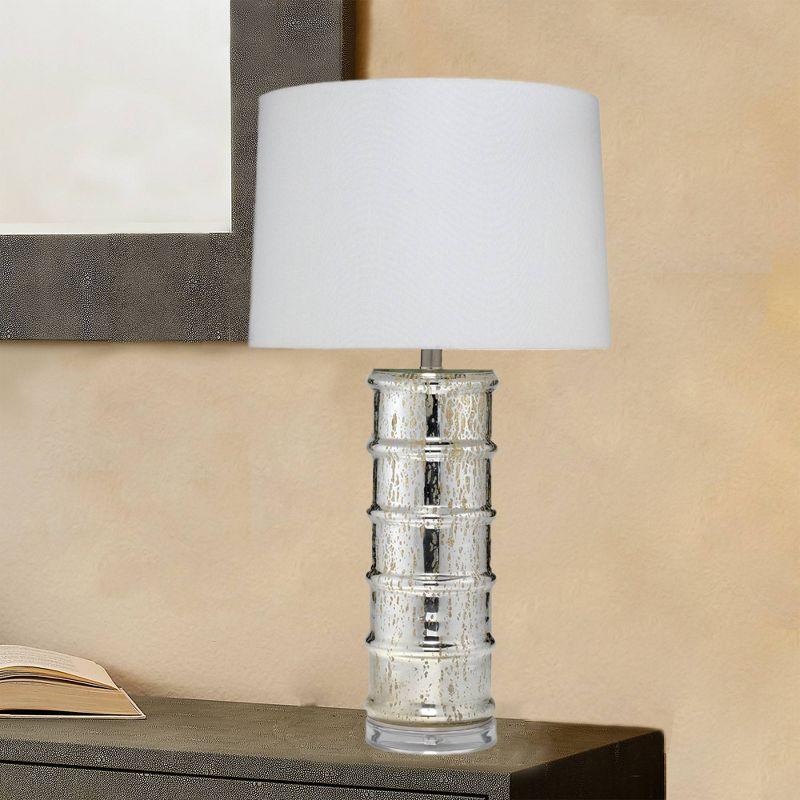 Irene Table Lamp Silver with 3-Way Rotary Switch & Linen Shade - Splendor Home: Mercury Glass, Modern Decor