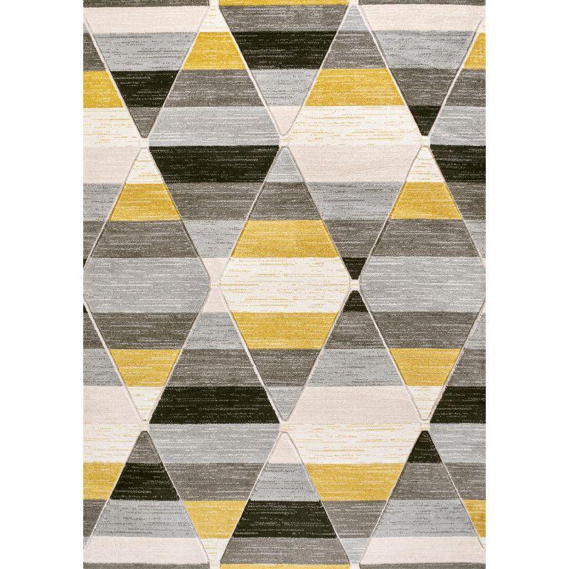 Kehoe Yellow and Gray Geometric Diamond Area Rug