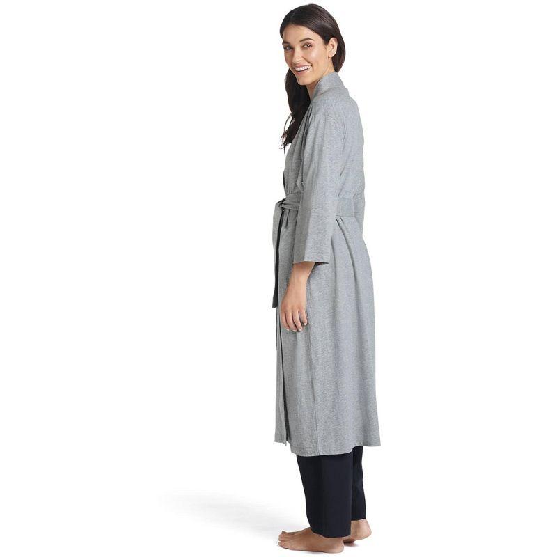 XL Grey Heather Cotton Long Robe with Tie Closure