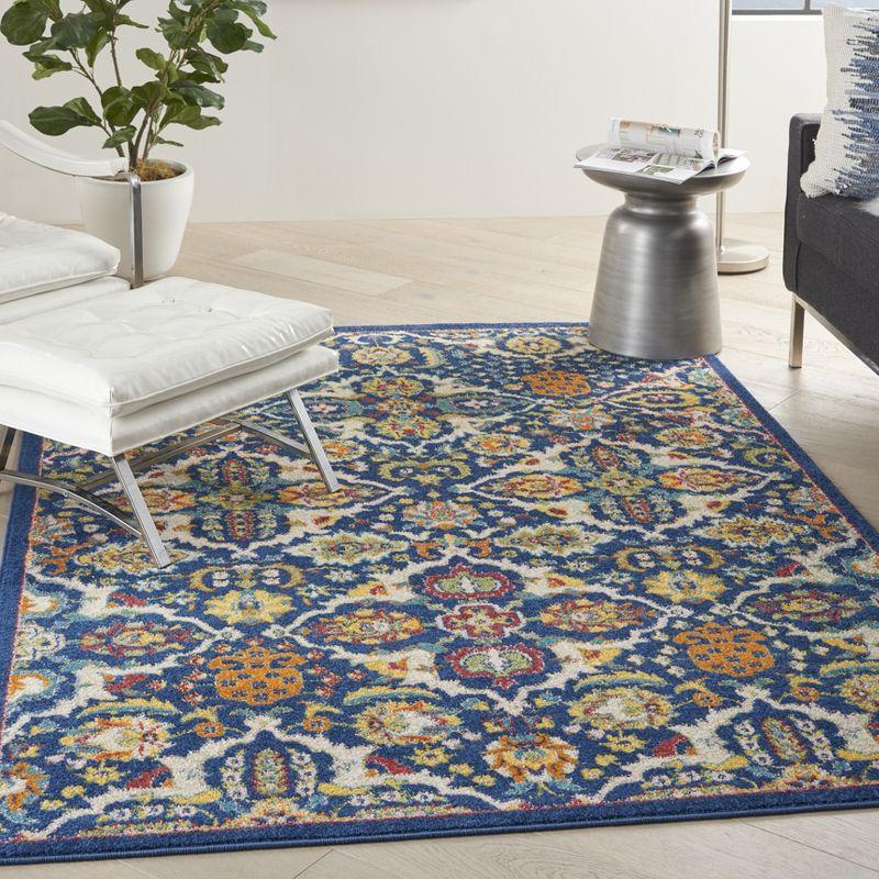 Allur Boho Navy Multicolor Floral 4' x 6' Synthetic Area Rug