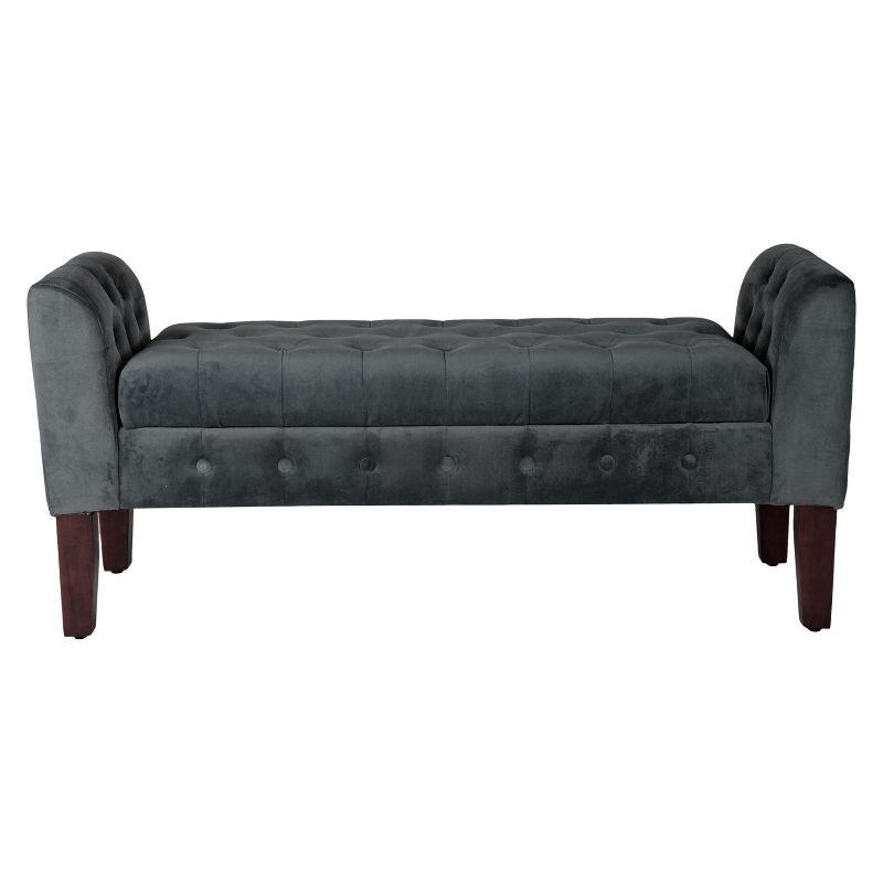 Luxurious Dark Gray Velvet Tufted Storage Settee Bench