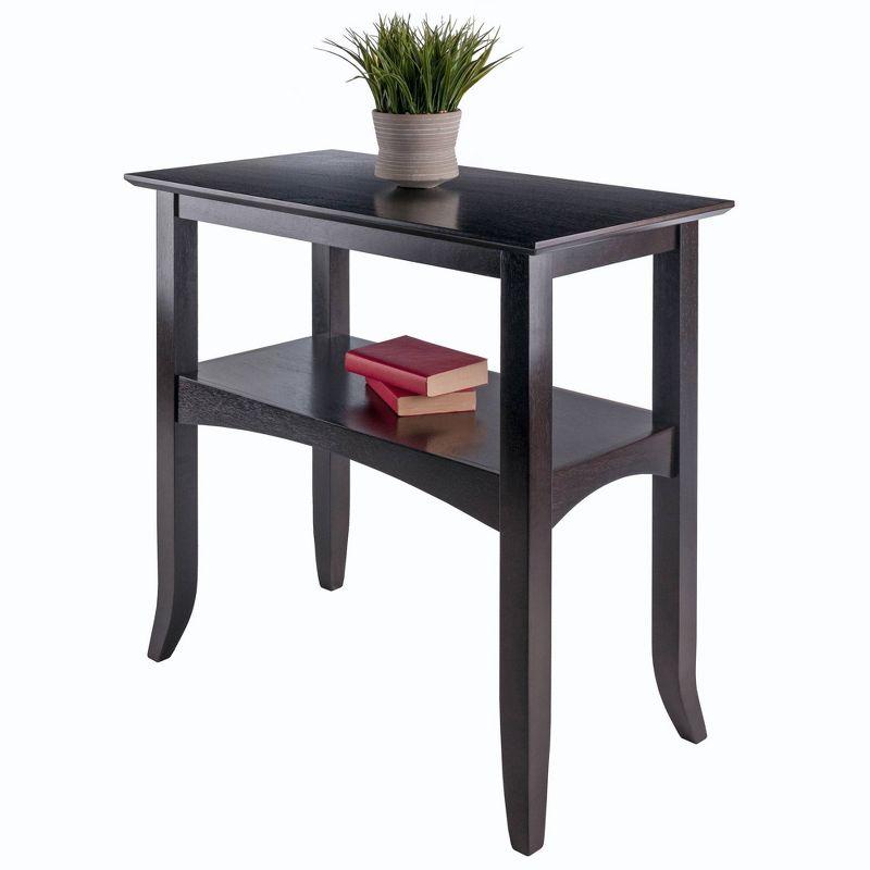 Winsome Camden Console Table Coffee: Traditional Style, Fixed Shelf, Wood Composite Frame, for Entryway or Living Room