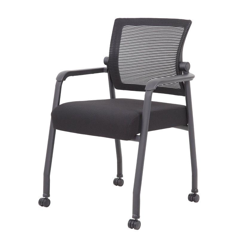 Mesh 4 Legged Guest Chair Black - Boss Office Products: Upholstered, Breathable, Fixed Height