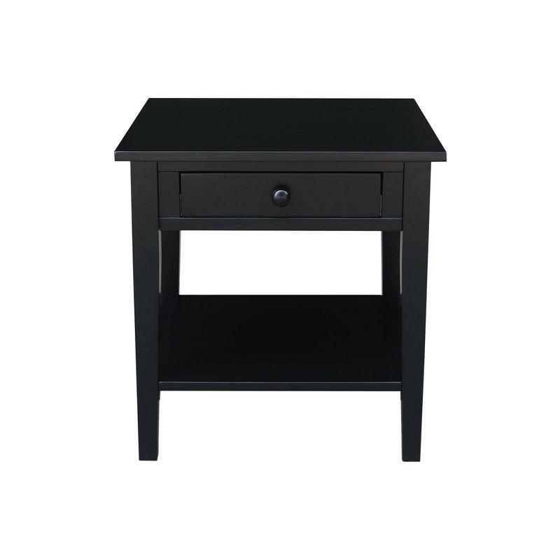 Black Solid Wood Square End Table with Storage, 24x24