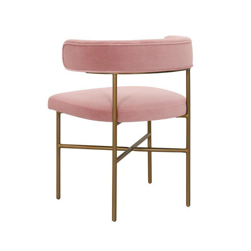 TOV Furniture Kim 19.7" Transitional Velvet Dining Chair in Pink/Gold