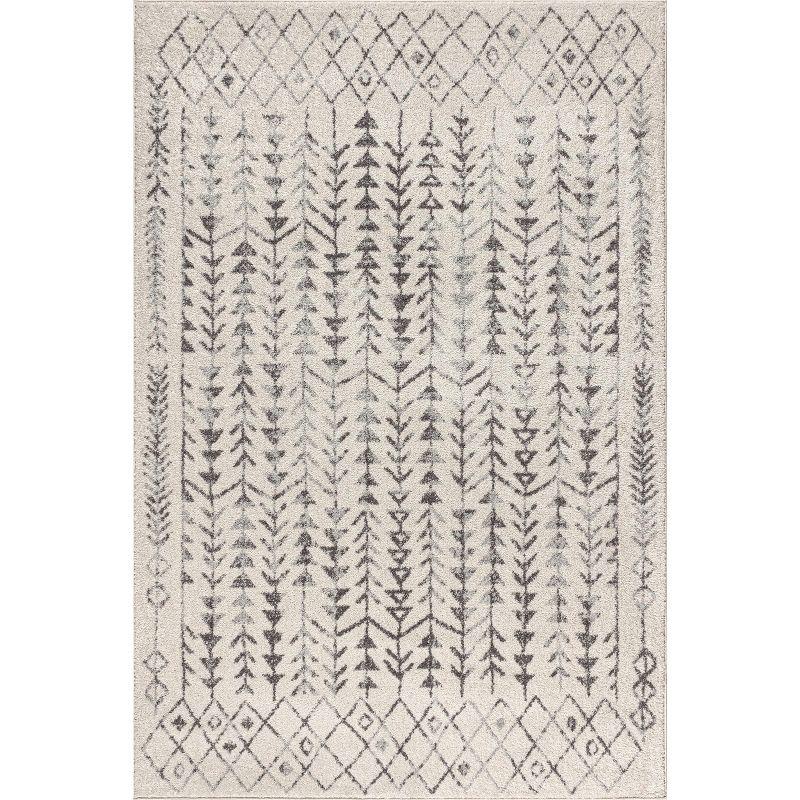 8'x10' Ziri Moroccan Geometric Area Rug, Cream/Gray - JONATHAN Y