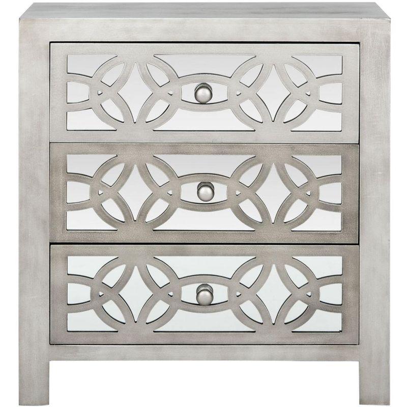 Transitional Tasha Mirrored 3-Drawer Chest in Soft Grey