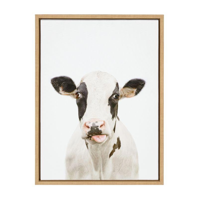 18" x 24" Sylvie Holstein Cow Portrait Framed Canvas by Amy Peterson - Kate & Laurel All Things Decor