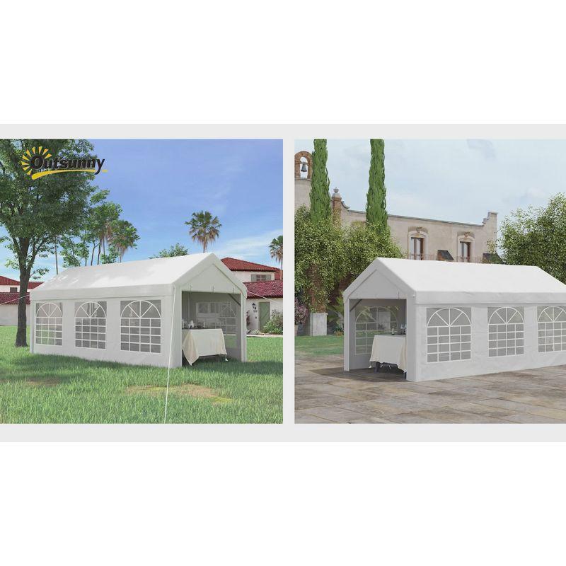 Outsunny 10ft x 20ft White Steel Frame Party Tent with Windows