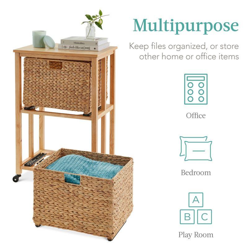 Bay Isle Home™ Grahame Vertical Rolling File Cabinet for Home, Office w/ Rubberwood Frame, Locking Caster Wheels