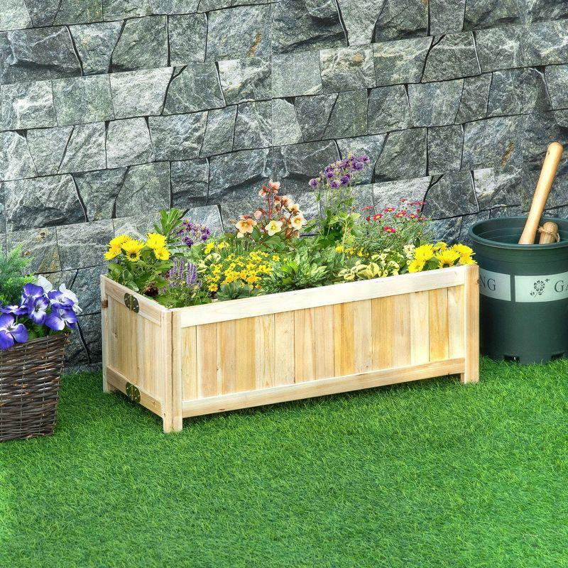Outsunny 28'' x 12'' Foldable Raised Garden Bed, Wooden Planter Box,  Herb Garden Planter for Backyard, Patio to Grow Vegetables, Herbs, and Flowers