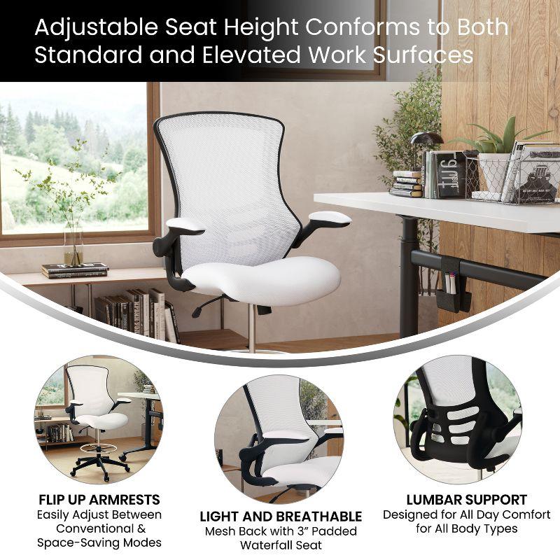 Flash Furniture Mid-Back Mesh Ergonomic Drafting Chair with Adjustable Foot Ring and Flip-Up Arms