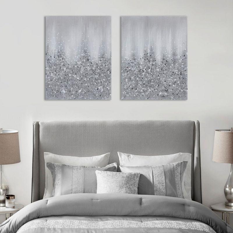 Ivy Bronx Heavily Embellished 2-Piece Abstract Canvas Wall Art Set – Modern Metallic Accents & Textured Design