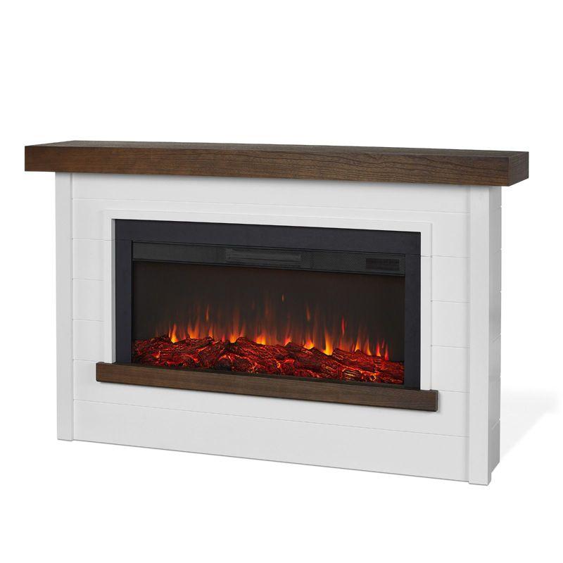 Brynwood White and Brown Wood Electric Fireplace