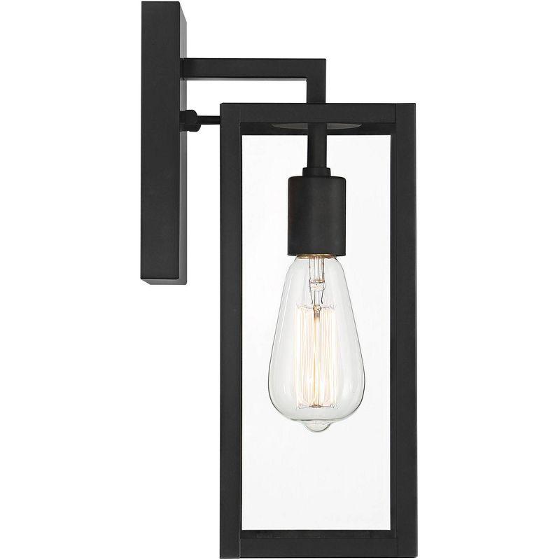 John Timberland Titan Modern Outdoor Wall Light Fixtures Set of 2 Mystic Black 14 1/4" Clear Glass for Post Exterior Barn Deck House Porch Yard Patio