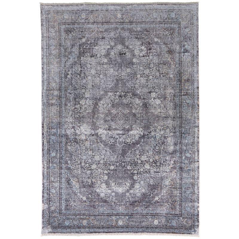 Sarrant Transitional Medallion Gray/Silver/Ivory Area Rug