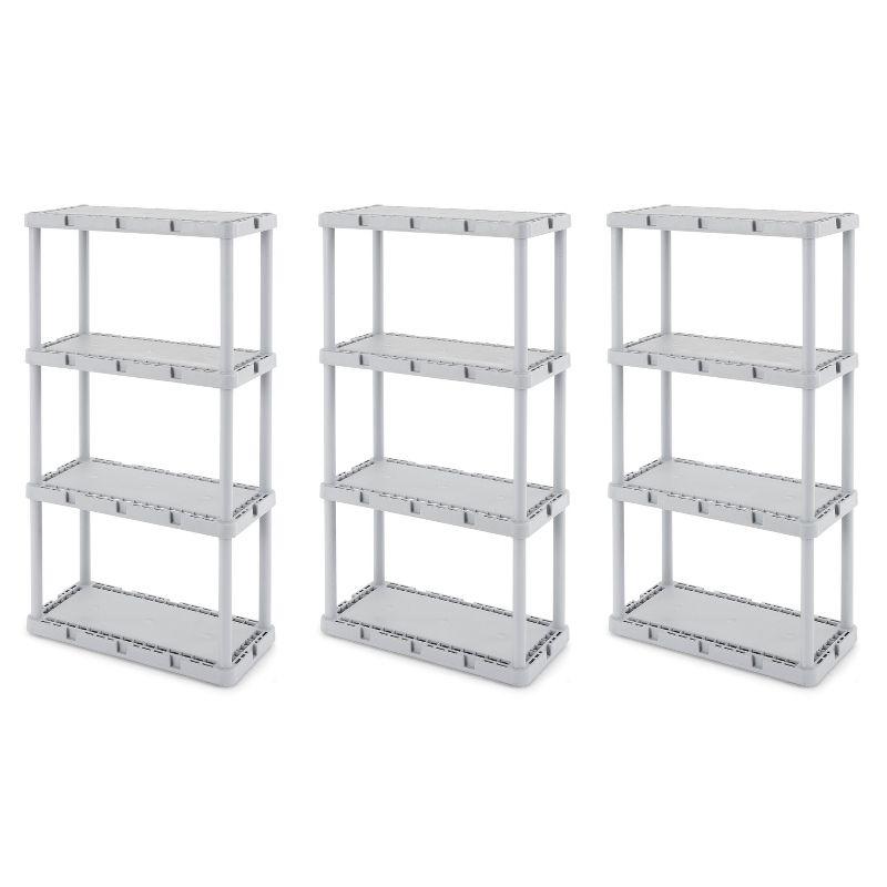 Sleek 4-Tier Light-Duty Resin Storage Shelving Unit, Black and Gray