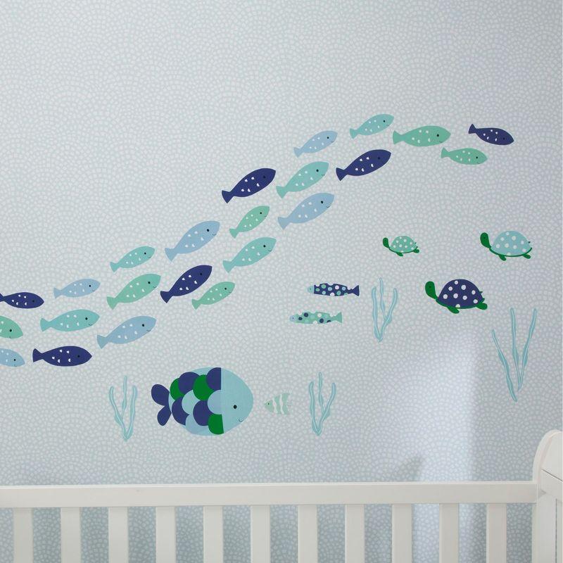 Lambs & Ivy Oceania Aqua/Blue Aquatic Fish Wall Decals/Stickers