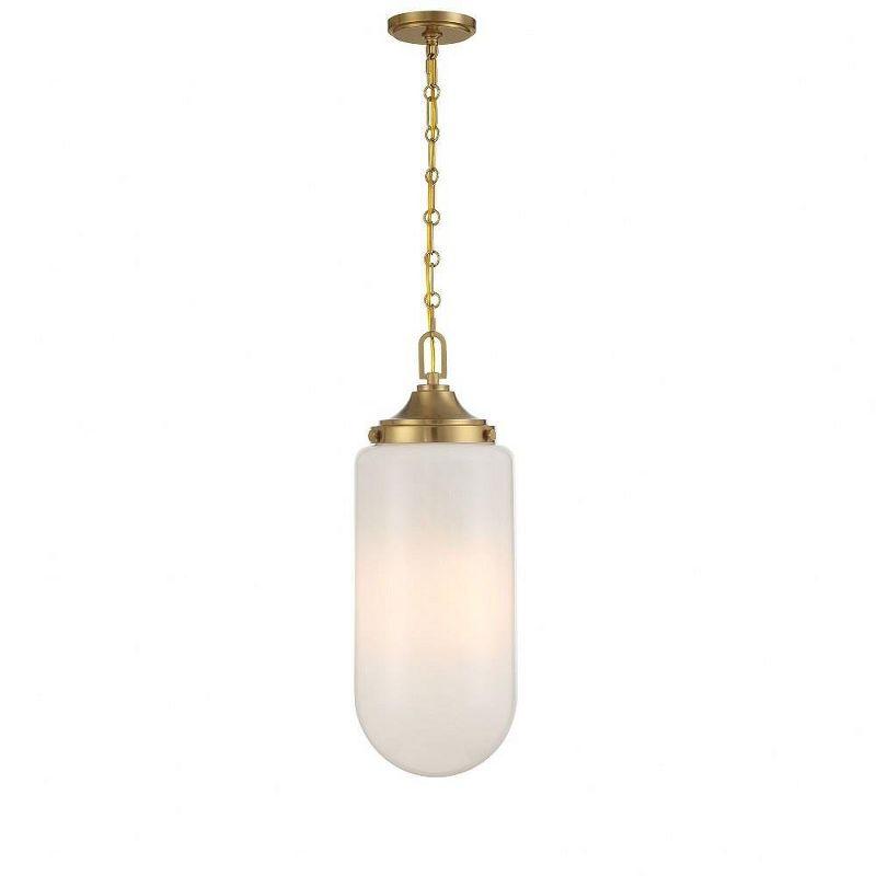 Warm Brass 3-Light Pendant with Strie Glass Shade