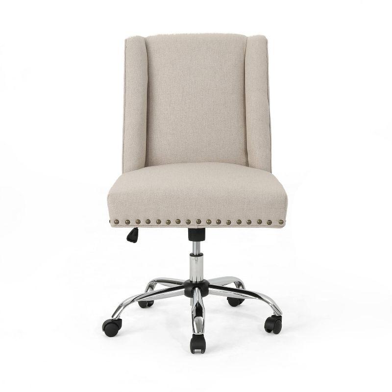 Chiara Home Office Fabric Desk Chair Light Brown - Christopher Knight Home: Chrome Base, Gas Lift, Swivel Function