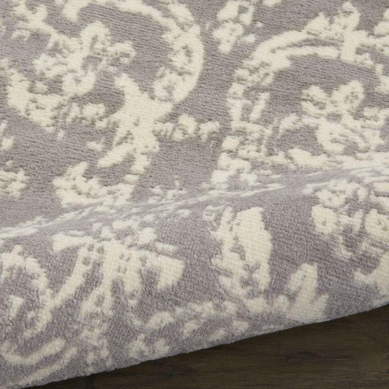 Nourison Jubilant 2'3" x 7'3" (7' Runner) Grey Area Rug Farmhouse Vintage Damask by Nourison