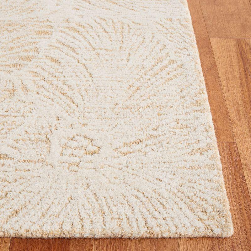 Gold and Ivory Tufted Wool Square Area Rug, 6' x 6'