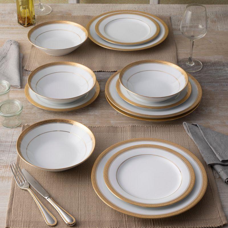 Noritake Crestwood Gold 12-Piece Dinnerware Set, Service for 4