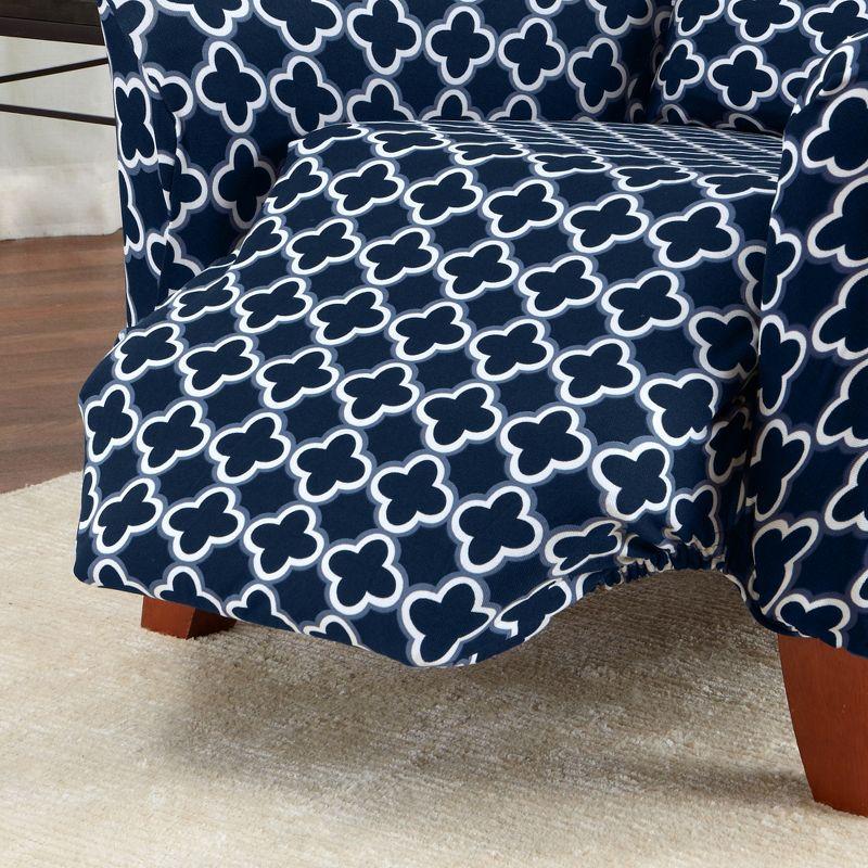 Great Bay Home Stretch Printed Washable Recliner Slipcover (Recliner, Navy)