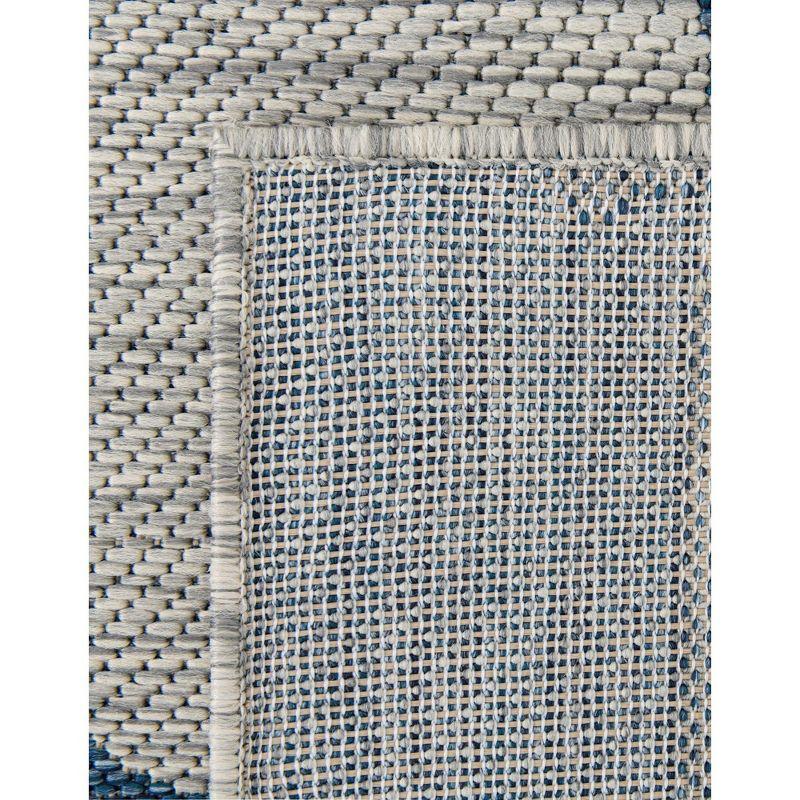 Gray and Blue Rectangular Outdoor Synthetic Rug