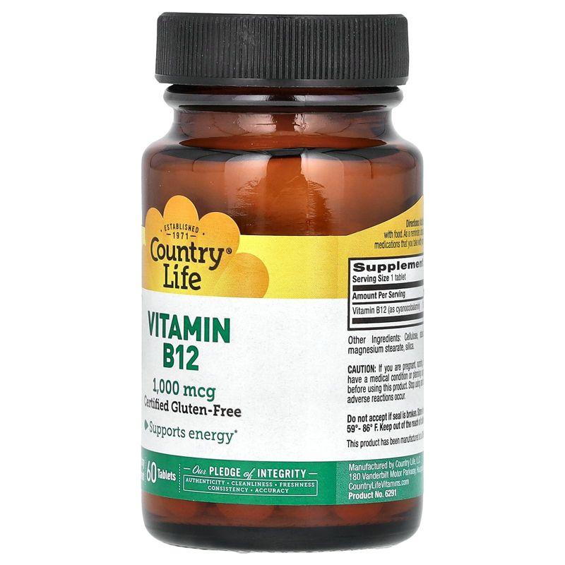 Country Life Vitamin B12, 1,000 mcg, 60 Tablets