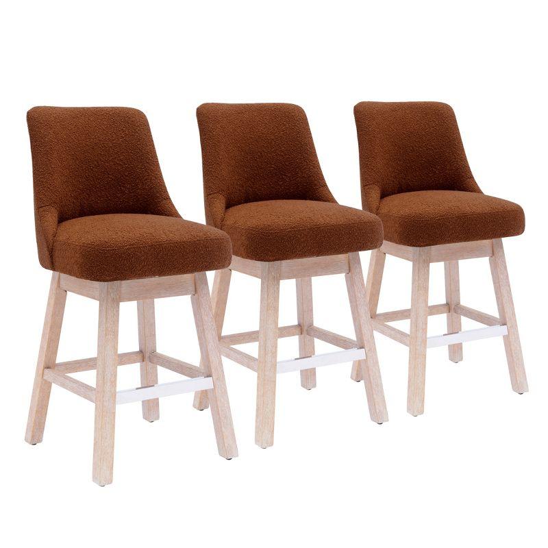 Rust Orange Upholstered Swivel Counter Height Bar Stools Set of 3