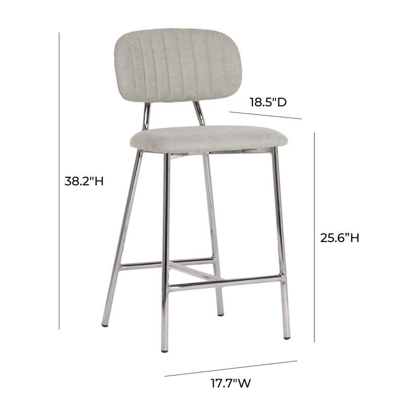 Ariana Gray Linen Counter Stool (Set of 2) - Silver Legs