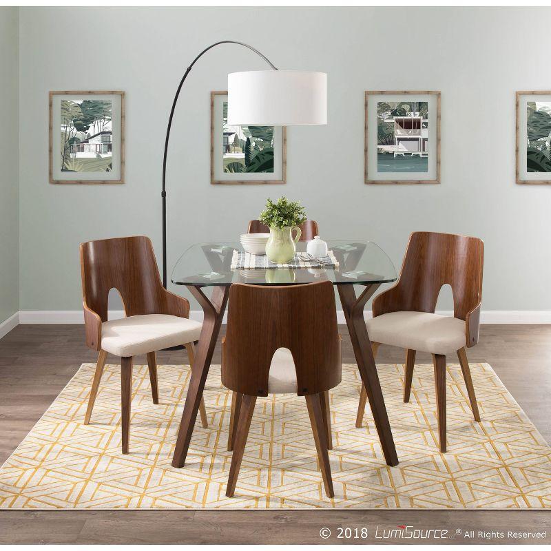 38" Folia Mid-Century Modern Dining Table Clear - LumiSource: Scandinavian Style, Glass Surface, Seats 4
