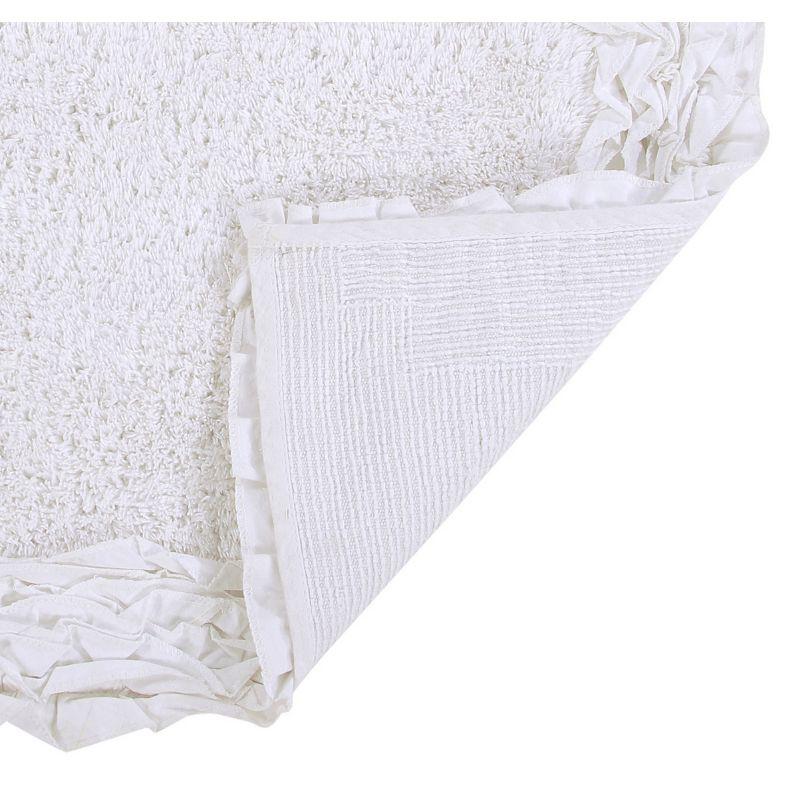 Better Trends Shaggy Boader 100% Cotton Tufted Non- Slip Backing 5 Pc (17"x24"|20"x20"|21"x34"|24"x40"|20"x60") Bath Rug Set - White